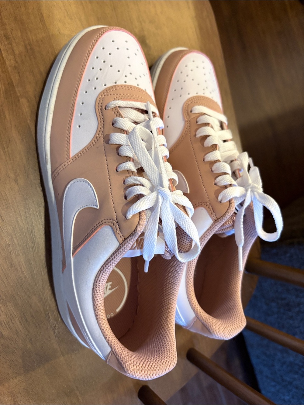 Nike Women's Low-Top Sneakers in Blush Pink and White